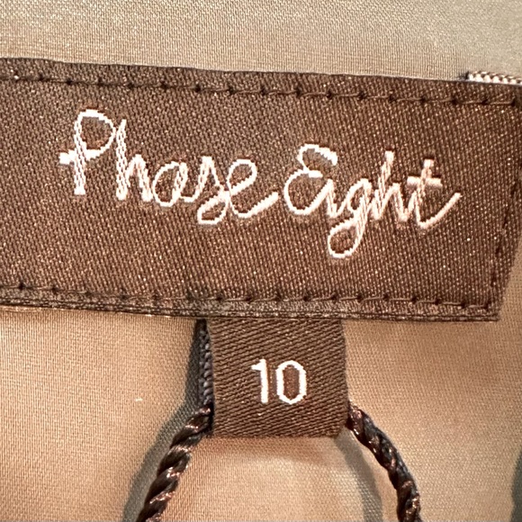 NWOT Phase Eight Two-Tone Satin/Crepe Taupe Structured/Pieced Sheath Dress - Picture 4 of 7